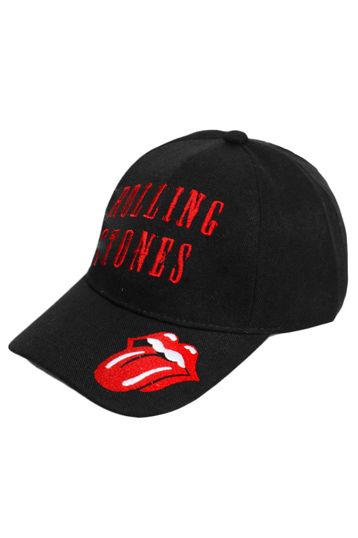 Бейсболка The Rolling Stones с 3D вышивкой красная - фото 1 - rockbunker.ru