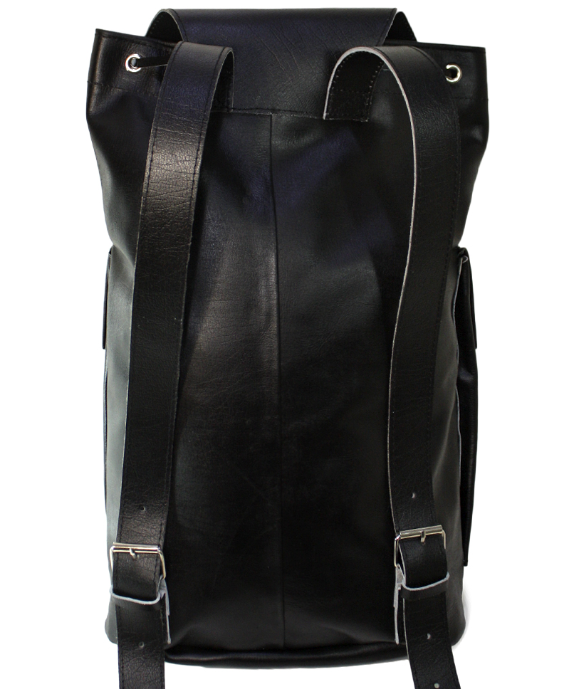 Рюкзак кожаный с двумя боковыми карманами - фото 3 - rockbunker.ru