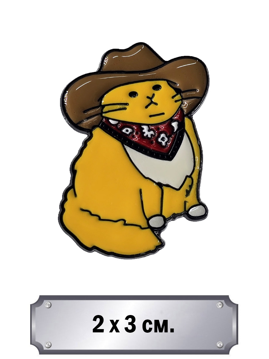 Значок Кот Ковбой - фото 1 - rockbunker.ru