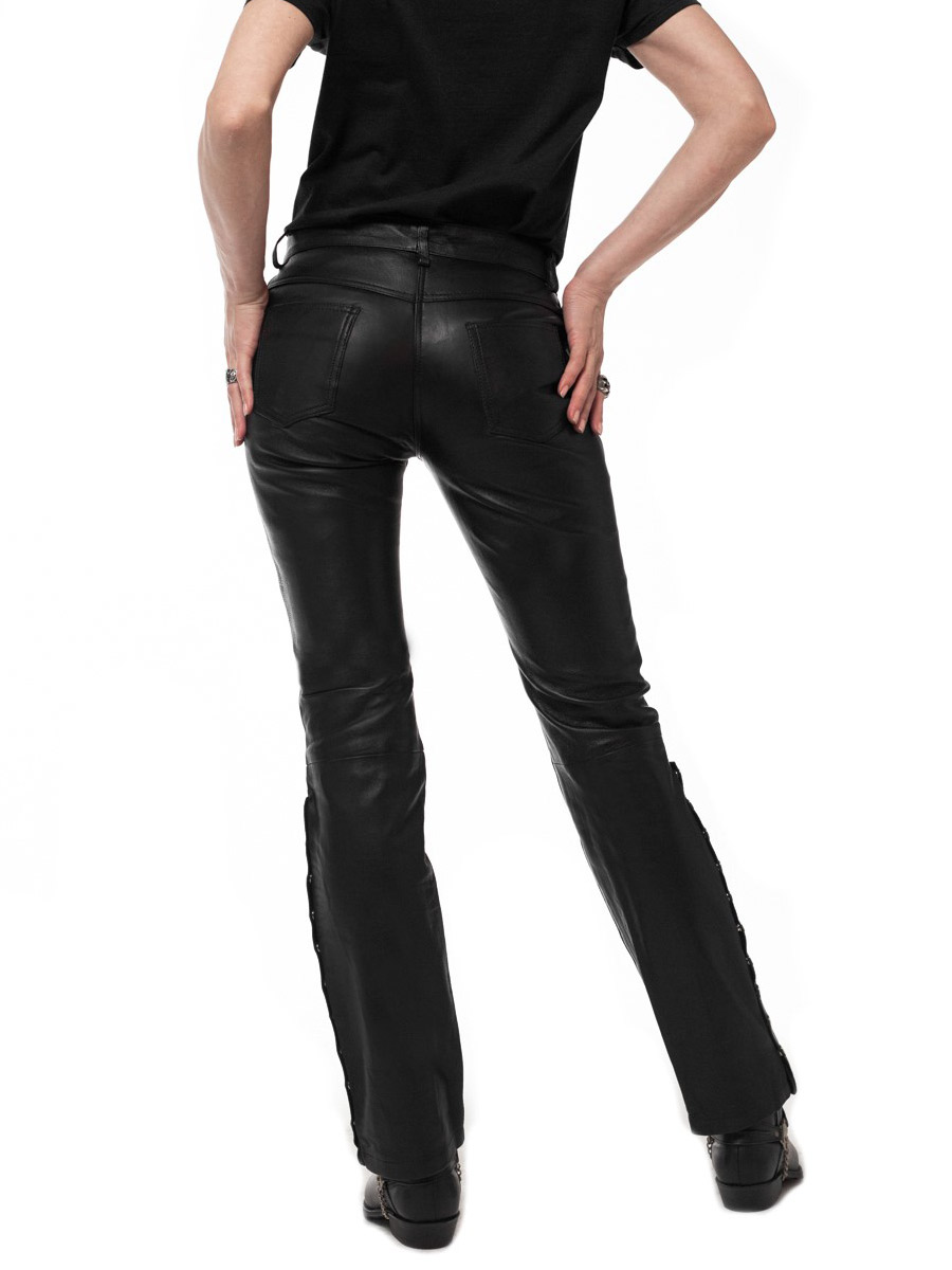 Штаны кожаные женские RockMerch PRM506 - фото 4 - rockbunker.ru