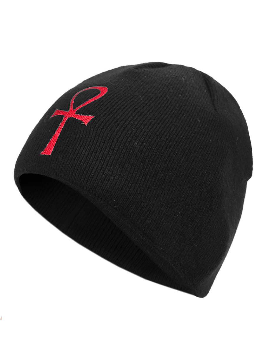 Шапка Анкх красный - фото 2 - rockbunker.ru