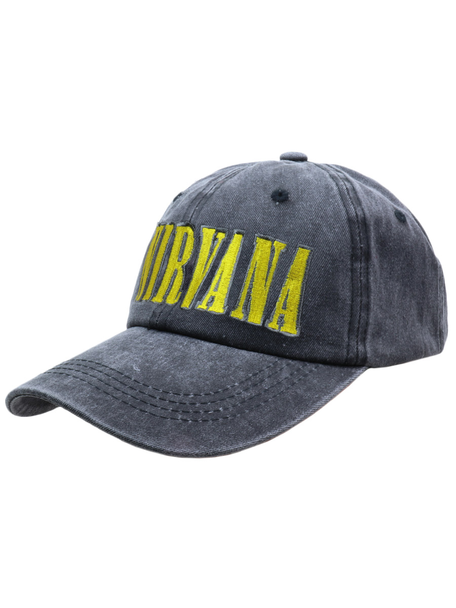 Бейсболка джинсовая серая Nirvana - фото 2 - rockbunker.ru