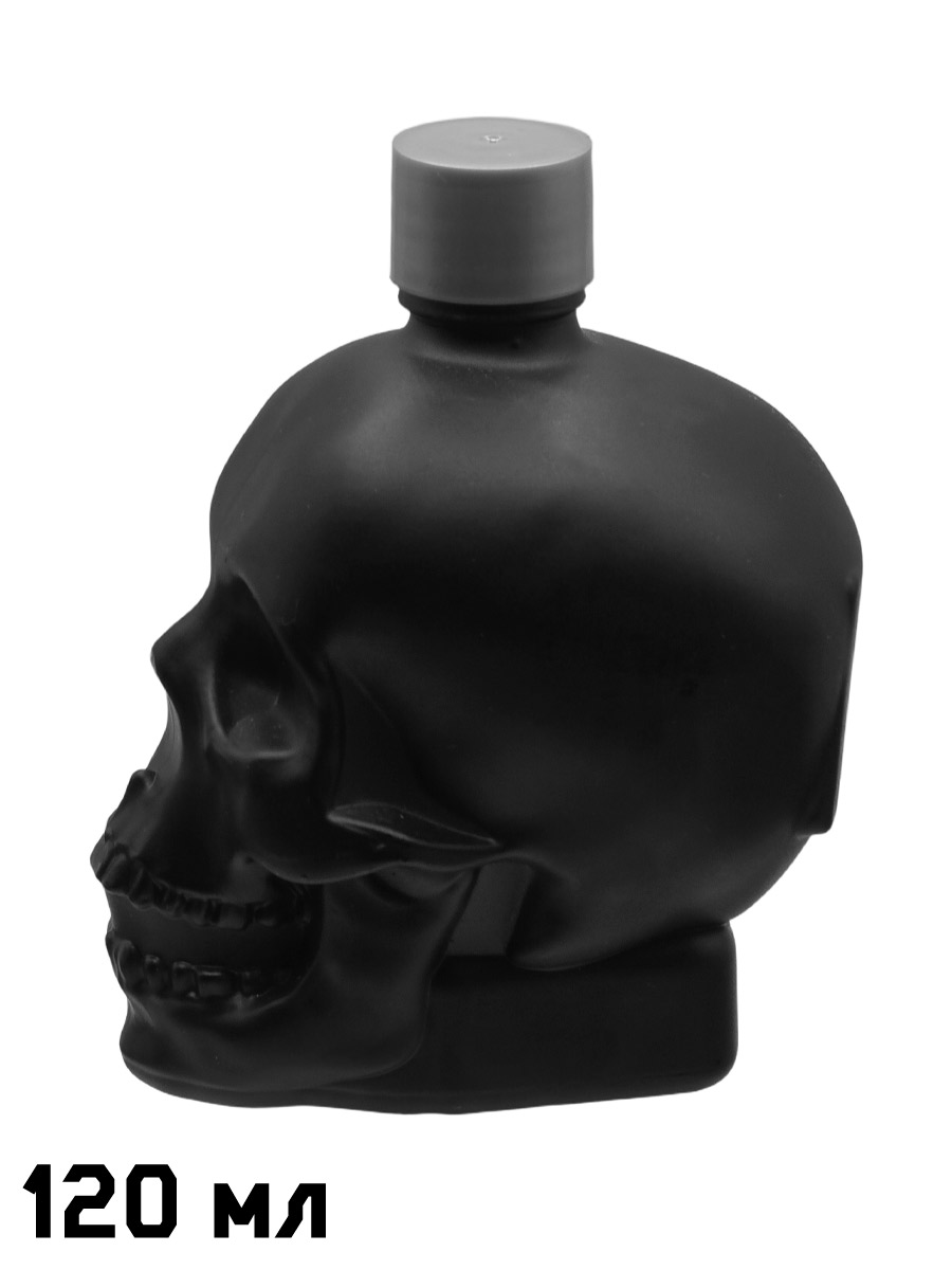 Флакон череп черный с крышкой 120 мл - фото 2 - rockbunker.ru