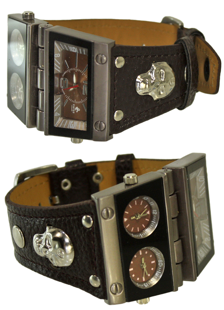 Часы наручные Swiss с кожаным браслетом - фото 2 - rockbunker.ru