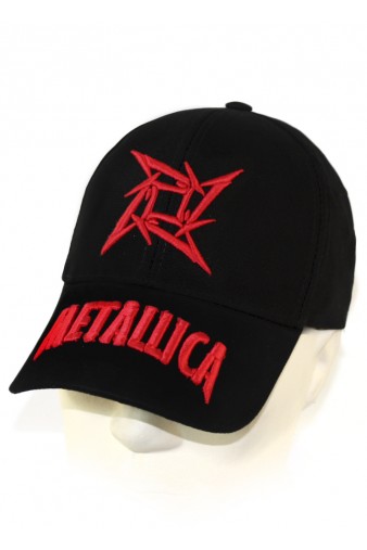 Бейсболка Metallica с 3D вышивкой красная - фото 1 - rockbunker.ru