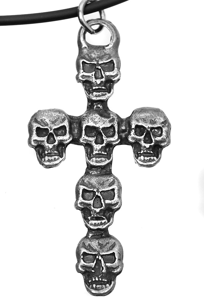 Кулон Крест из черепов - фото 1 - rockbunker.ru