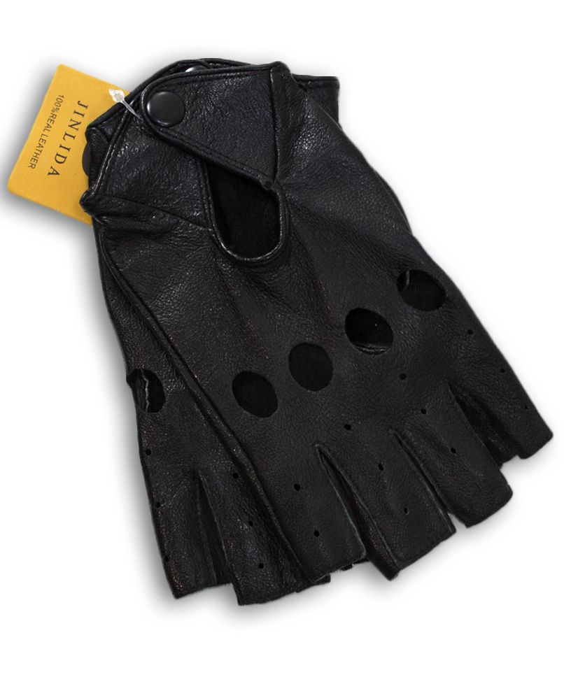 Перчатки кожаные без пальцев женские - фото 3 - rockbunker.ru