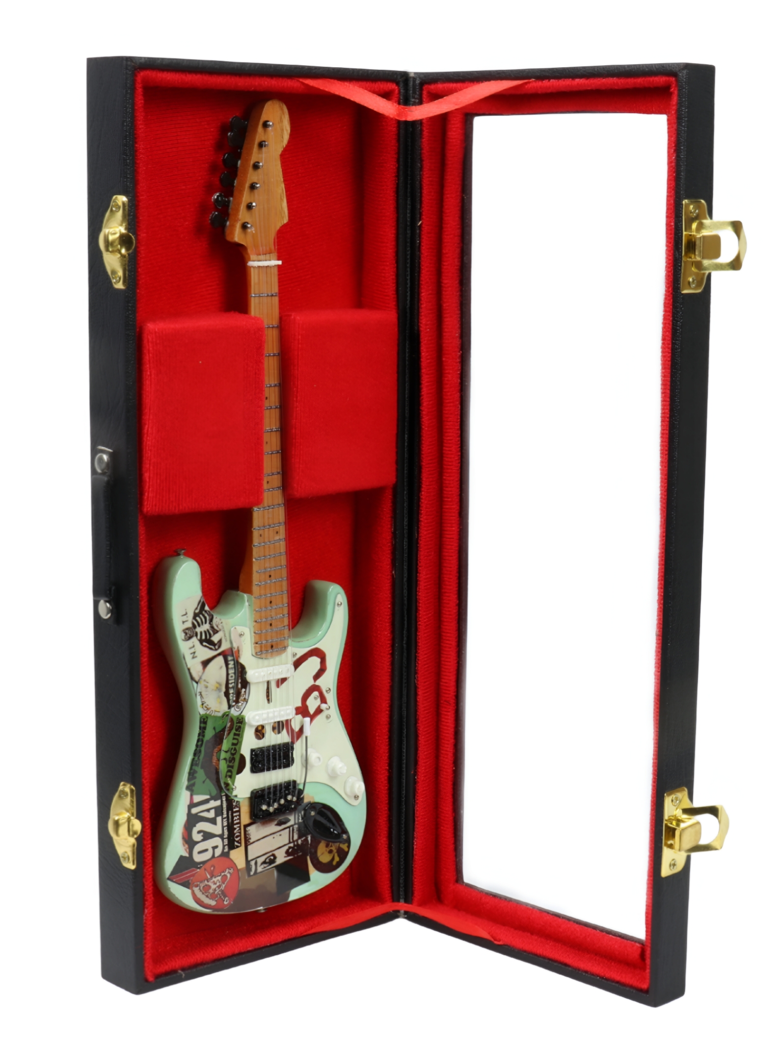 Сувенирная копия гитары в кейсе Green Day 1 - фото 1 - rockbunker.ru