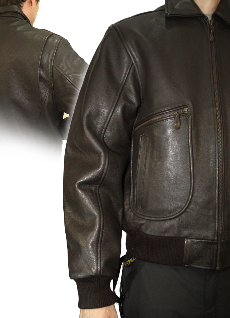 Куртка кожаная мужская First M-360 коричневая - фото 3 - rockbunker.ru