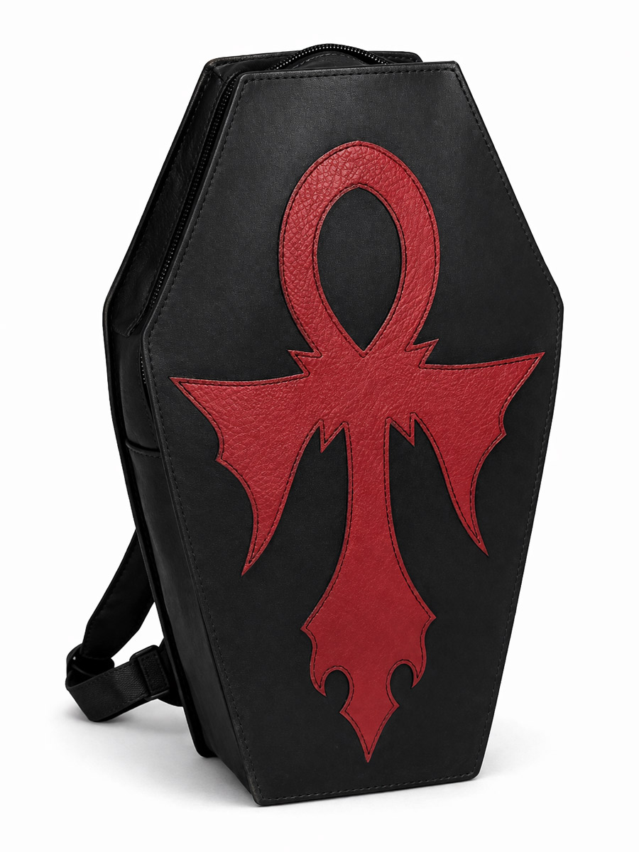 Рюкзак-гробик Анх кожаный красный - фото 1 - rockbunker.ru