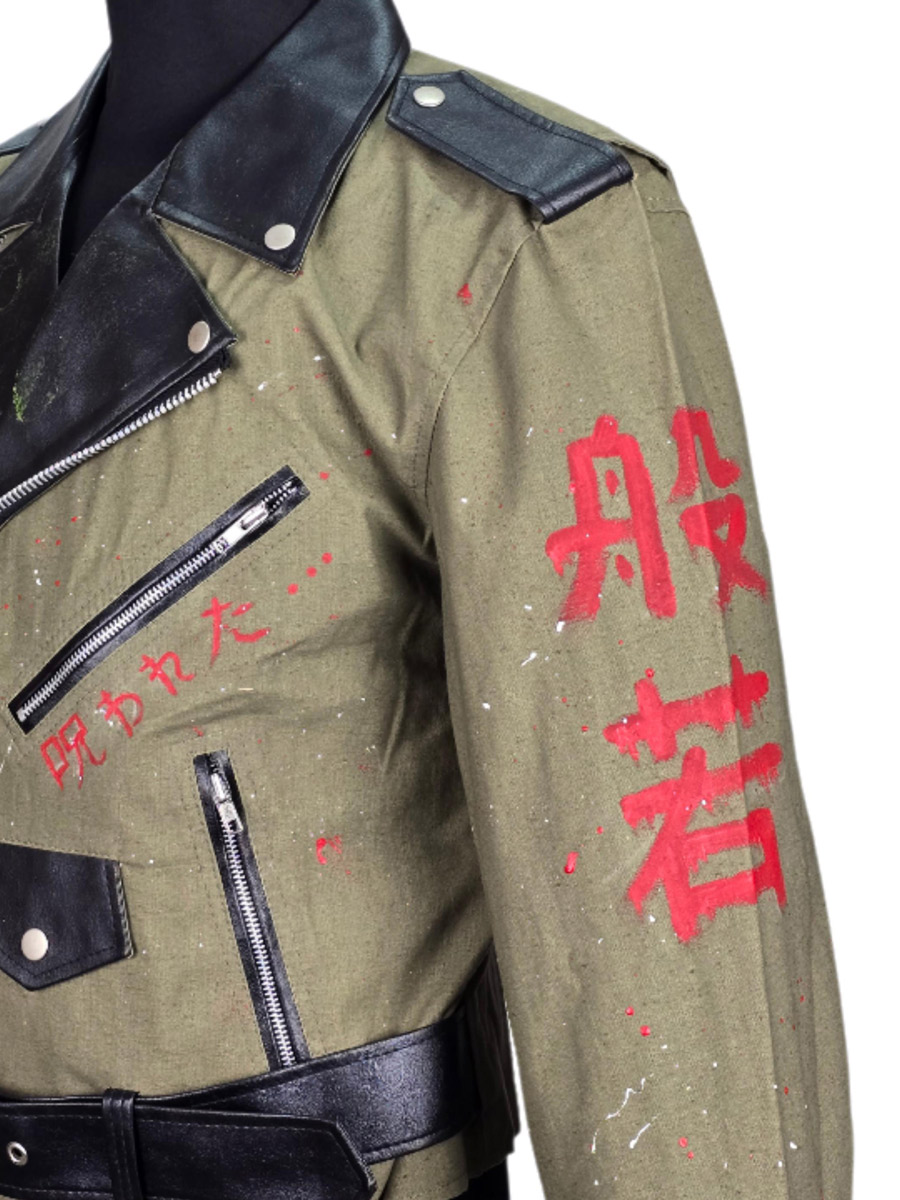 Куртка-косуха хаки кастомная Japanese Devil - фото 3 - rockbunker.ru