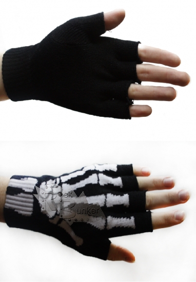 Перчатки без пальцев Скелет руки - фото 1 - rockbunker.ru