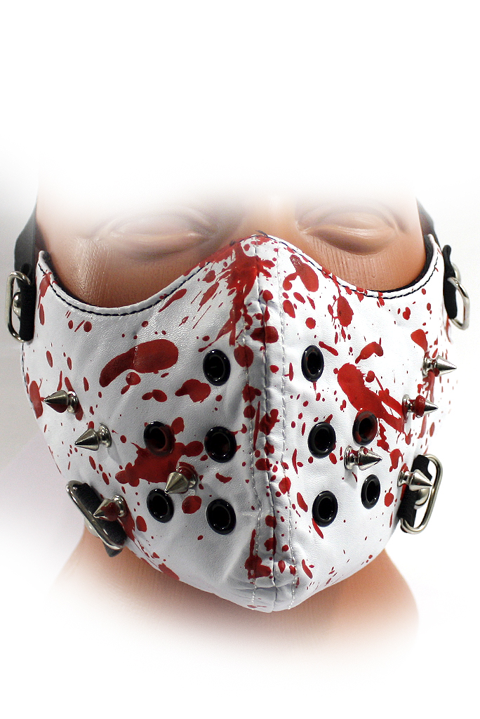 Rave маска с кровью и 8 шипами - фото 2 - rockbunker.ru