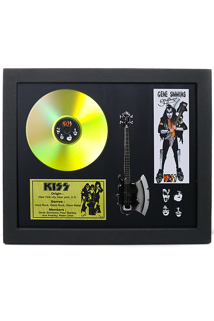 Сувенирный набор золотой диск Kiss Gene Simmons - фото 1 - rockbunker.ru