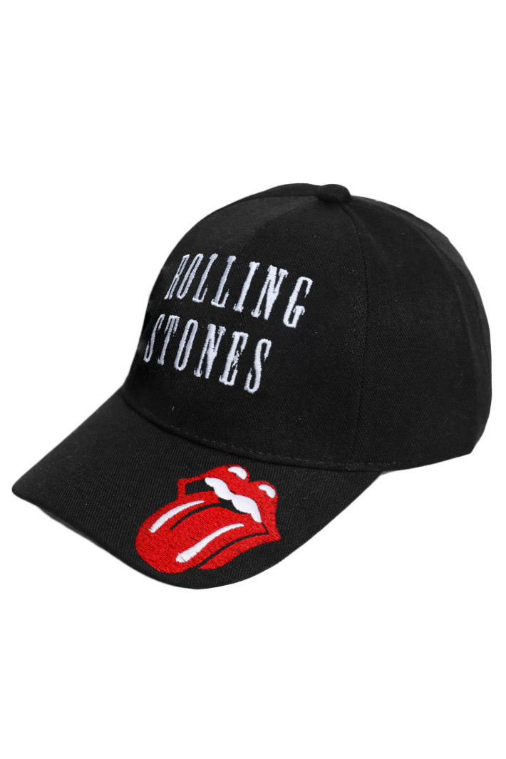 Бейсболка The Rolling Stones с 3D вышивкой белая - фото 1 - rockbunker.ru