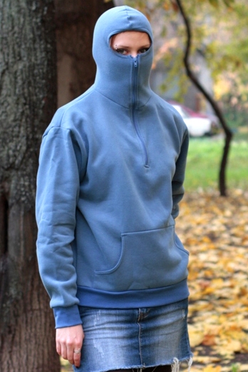Толстовка-ниндзя с карманами синяя - фото 3 - rockbunker.ru
