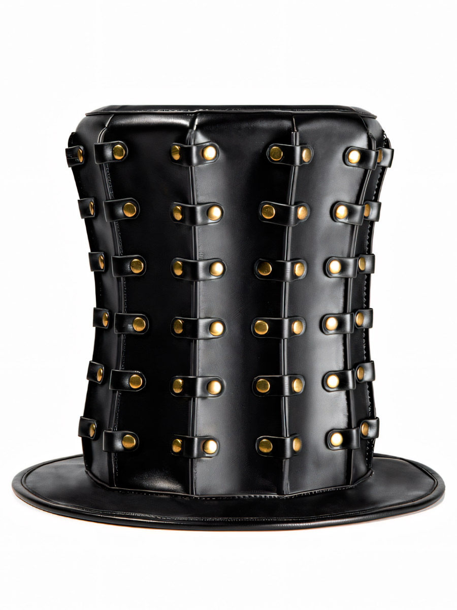 Стимпанк Шляпа Цилиндр с Заклепками - фото 1 - rockbunker.ru