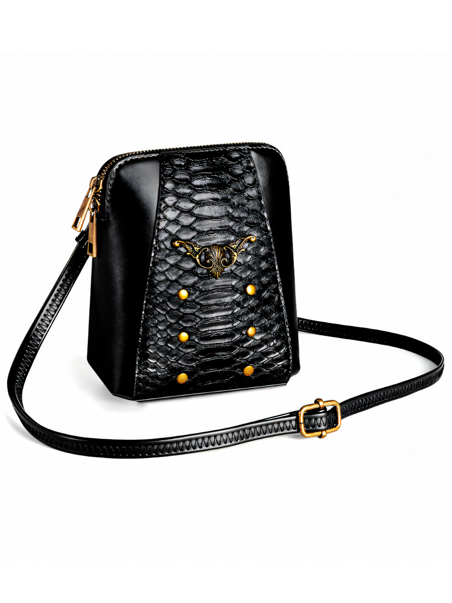 Сумка Стимпанк на Молнии Черная - фото 2 - rockbunker.ru