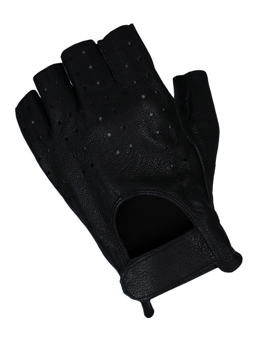 Перчатки кожаные Matrix без пальцев на кнопке  - фото 1 - rockbunker.ru