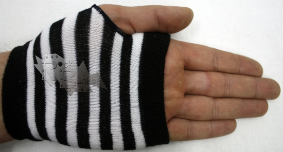 Перчатки-митенки Arm Warmer в полоску с черепом - фото 5 - rockbunker.ru