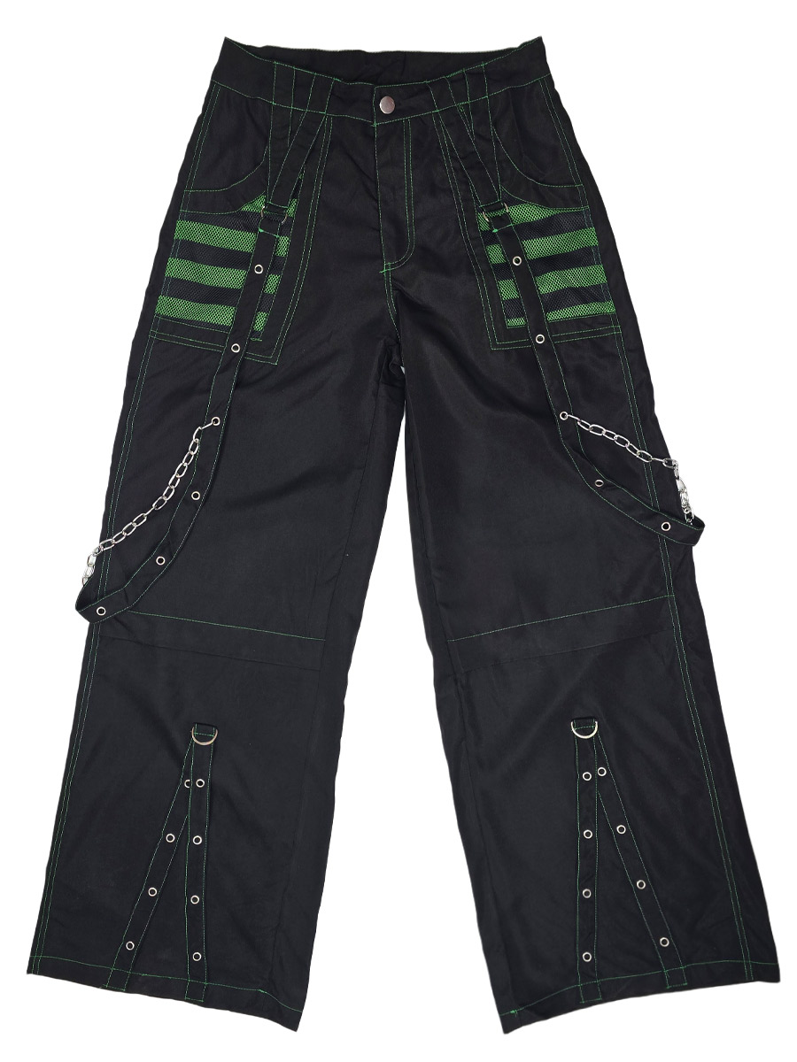 Штаны летние с цепями черно-зеленые - фото 1 - rockbunker.ru