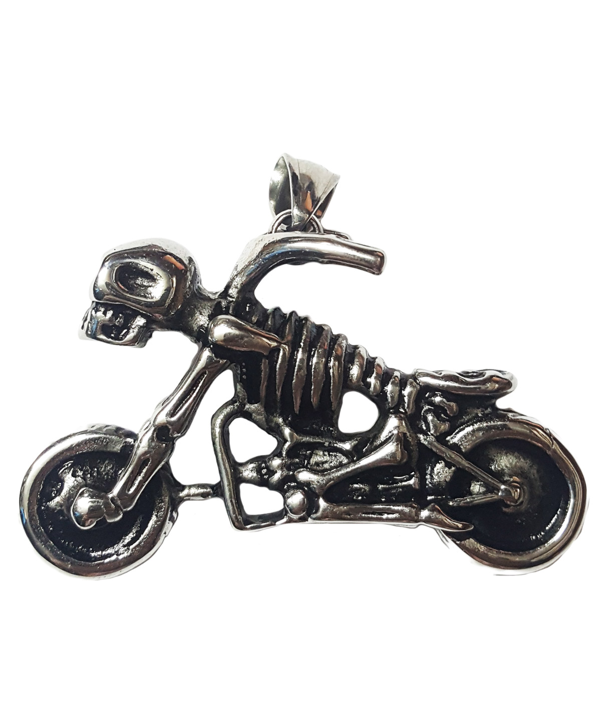 Кулон Мотоцикл-скелет большой - фото 1 - rockbunker.ru