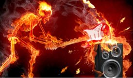Наклейка-стикер Огненный гитарист - фото 1 - rockbunker.ru