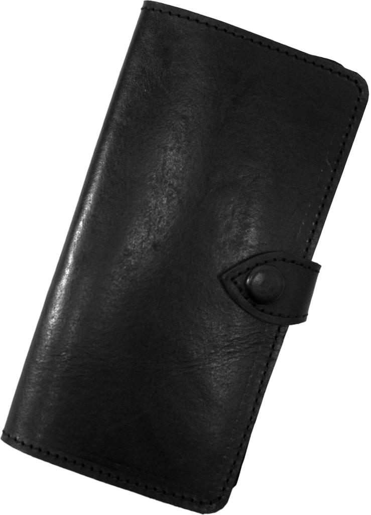 Кошелек-портмоне кожаный с застежкой на кнопке черный - фото 5 - rockbunker.ru