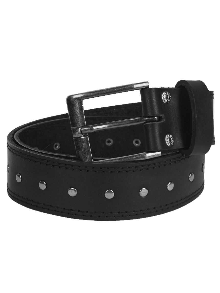 Ремень кожаный  с Черной Отстрочкой - фото 1 - rockbunker.ru