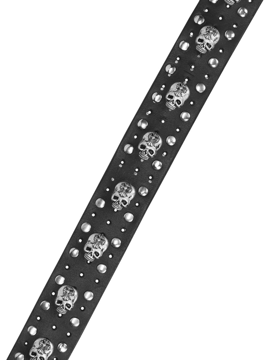 Ремень кожаный проклепанный Заклепки Черепа - фото 2 - rockbunker.ru