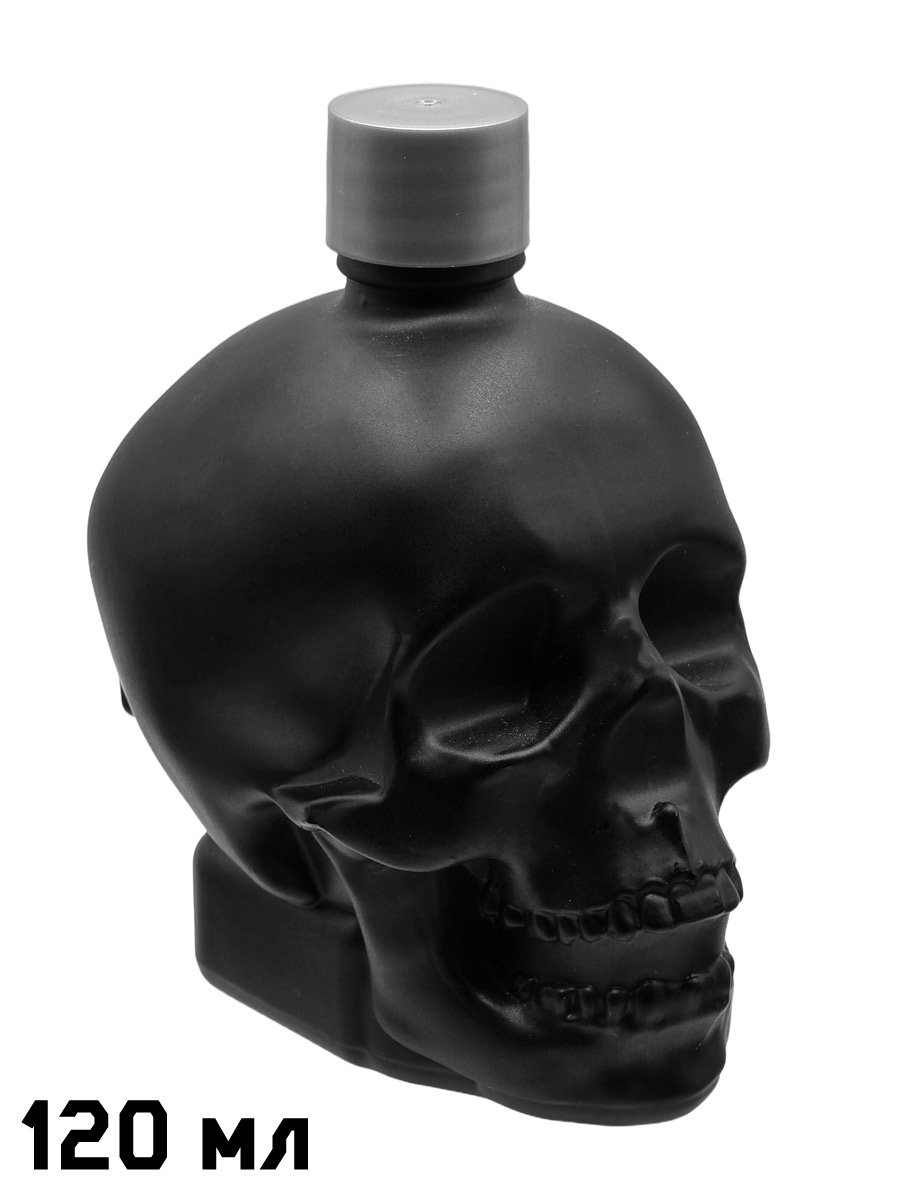 Флакон череп черный с крышкой 120 мл - фото 1 - rockbunker.ru