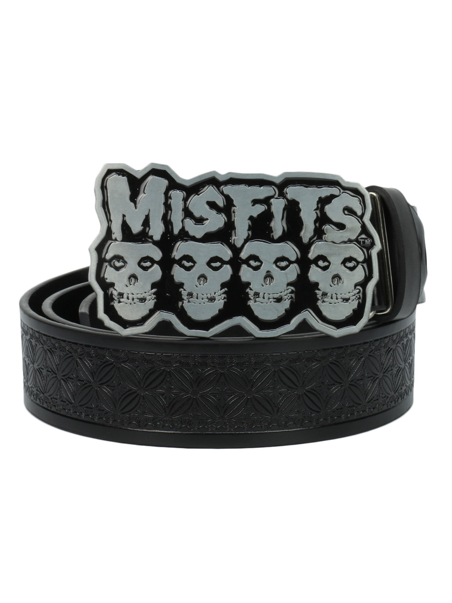 Ремень  с пряжкой Misfits черный - фото 1 - rockbunker.ru