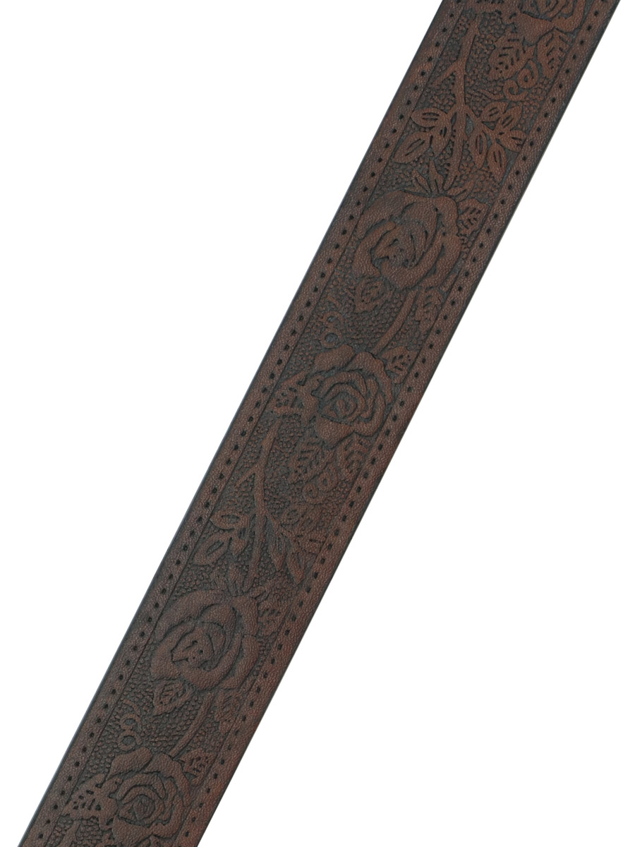 Ремень из экокожи с пряжкой Kiss Me коричневый - фото 2 - rockbunker.ru