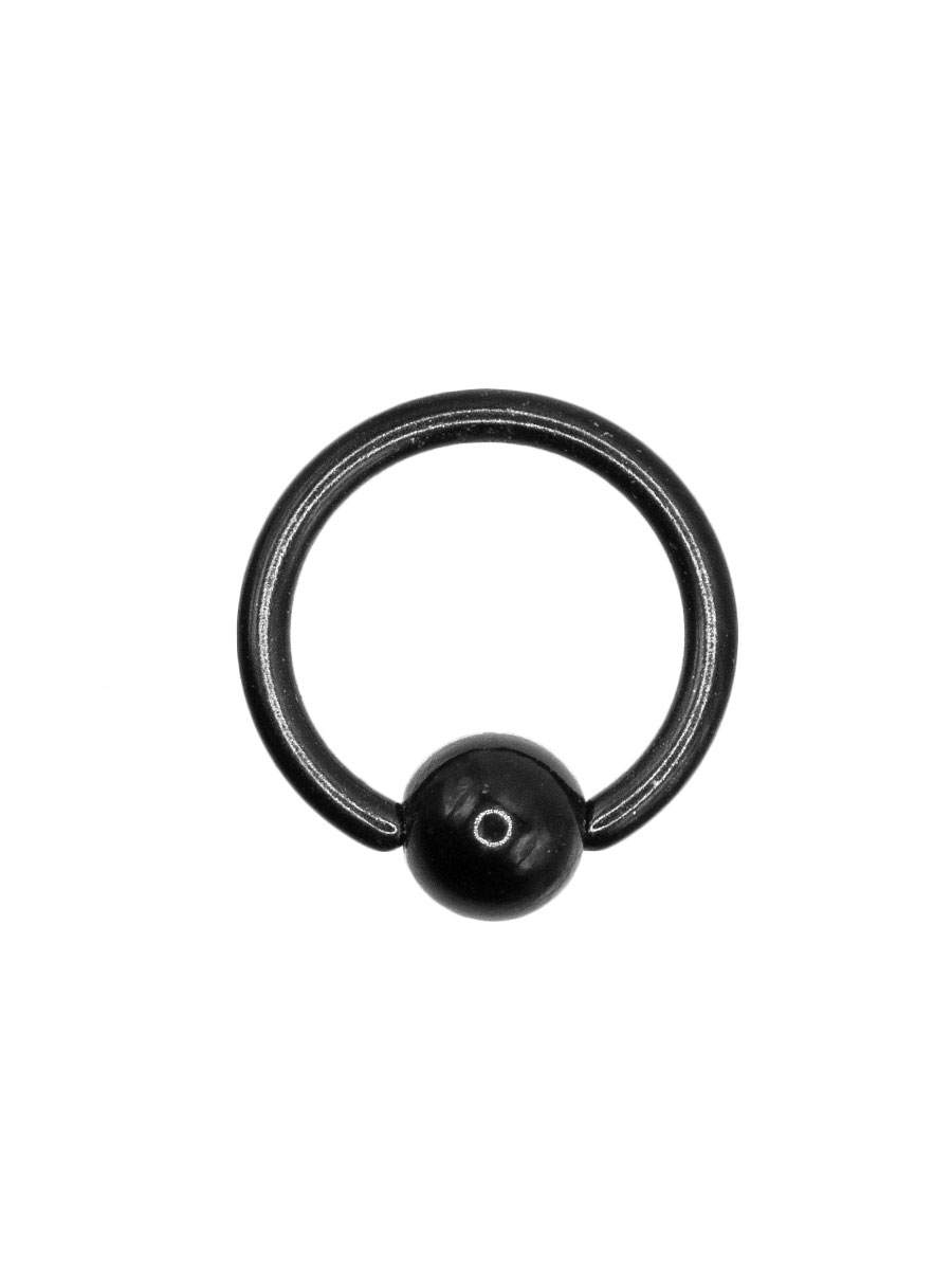 Пирсинг Кольцо с шариком черный 10/4Н - фото 1 - rockbunker.ru
