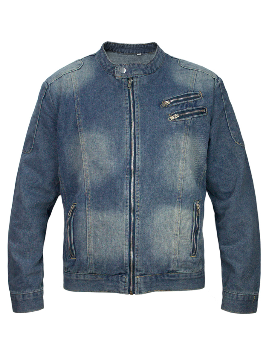 Куртка Джинсовая Синяя на Молнии - фото 1 - rockbunker.ru