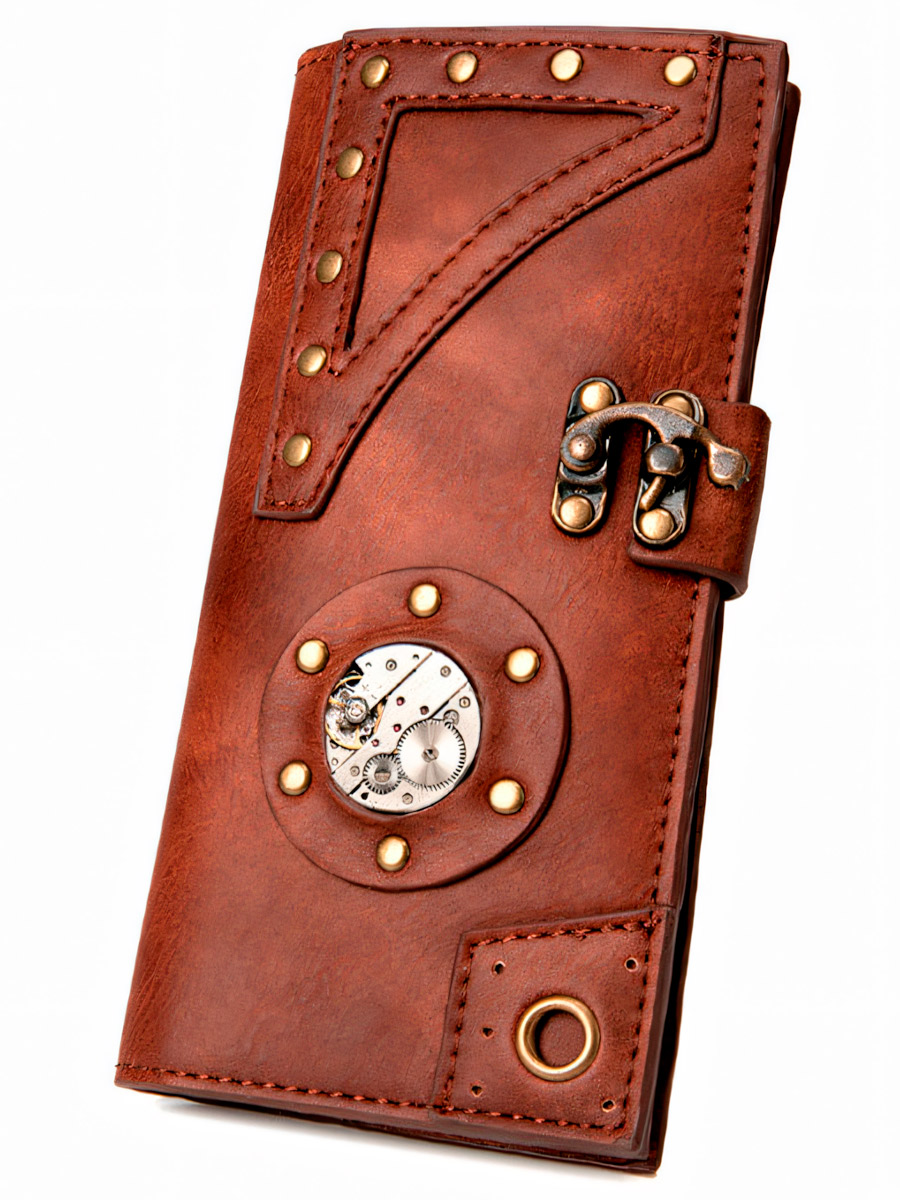 Кошелек Стимпанк Коричневый - фото 1 - rockbunker.ru