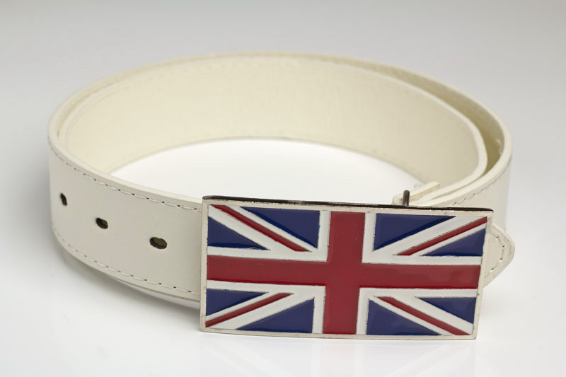 Ремень из кожзаменителя с пряжкой с Флагом Британии - фото 1 - rockbunker.ru