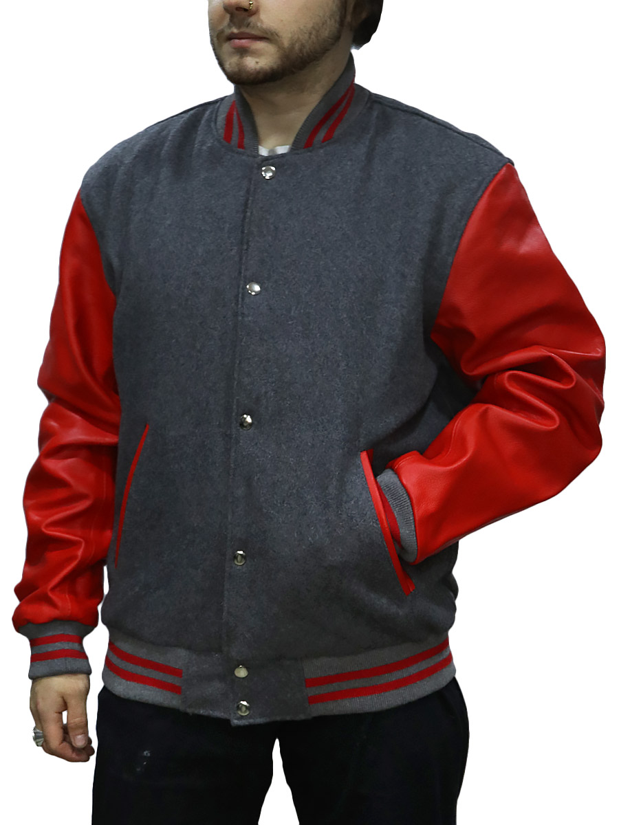 Куртка Fast с кожаными красными рукавами ККЖ013 - фото 2 - rockbunker.ru