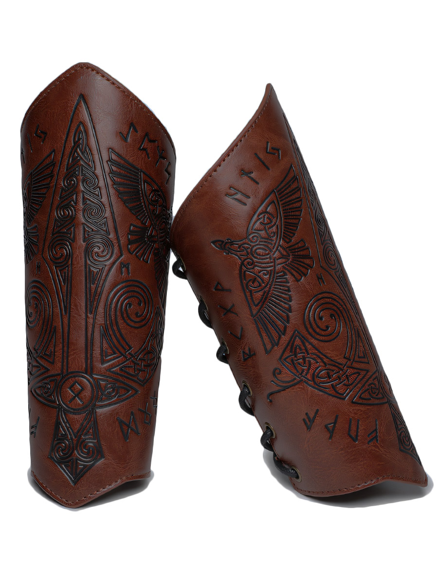 Наруч с Тиснением Гунгнир Темно-Коричневый - фото 2 - rockbunker.ru