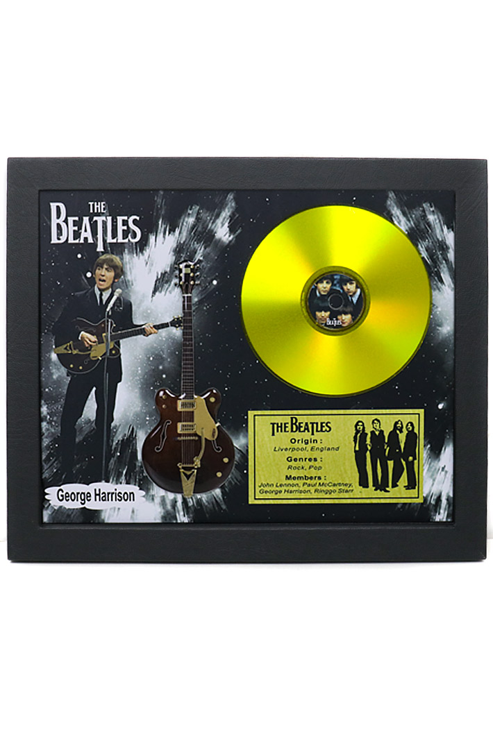 Сувенирный набор золотой диск The Beatles George Harrison - фото 1 - rockbunker.ru