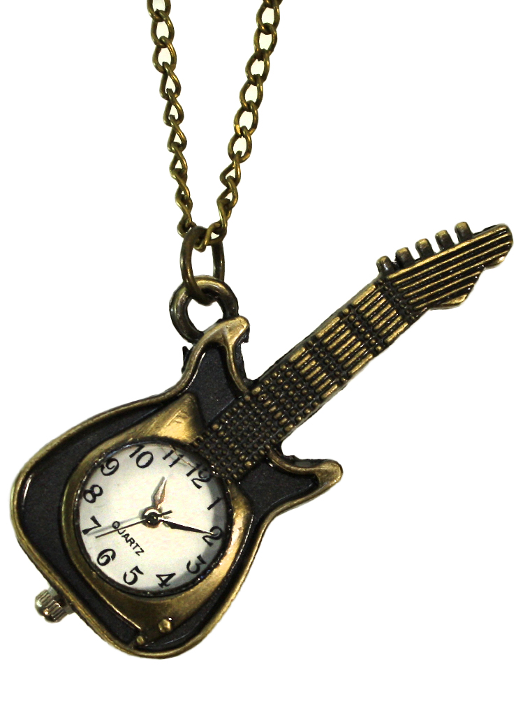 Часы кулон Гитара - фото 1 - rockbunker.ru