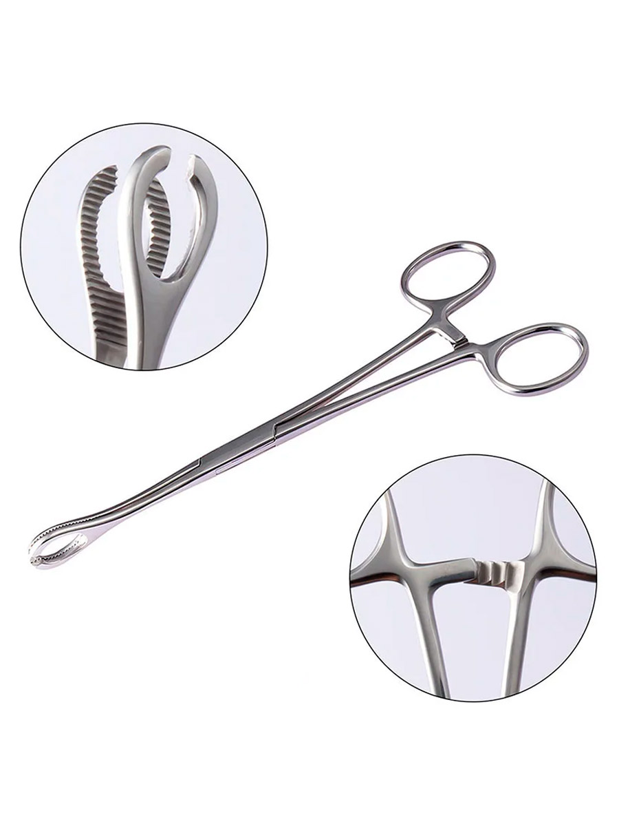 Зажим для Пирсинга Овальный с Пропилом - фото 1 - rockbunker.ru