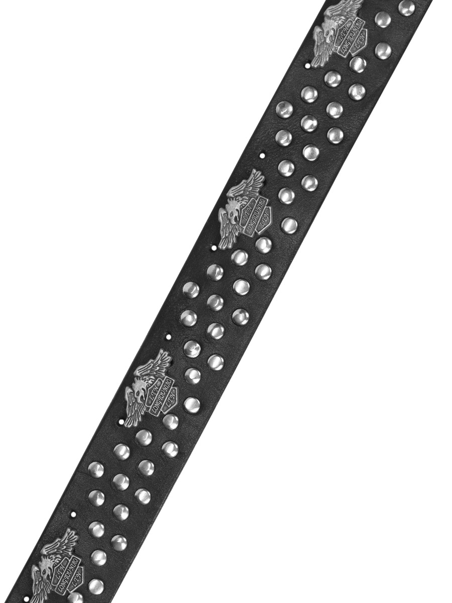 Ремень кожаный проклепанный Орел - фото 2 - rockbunker.ru