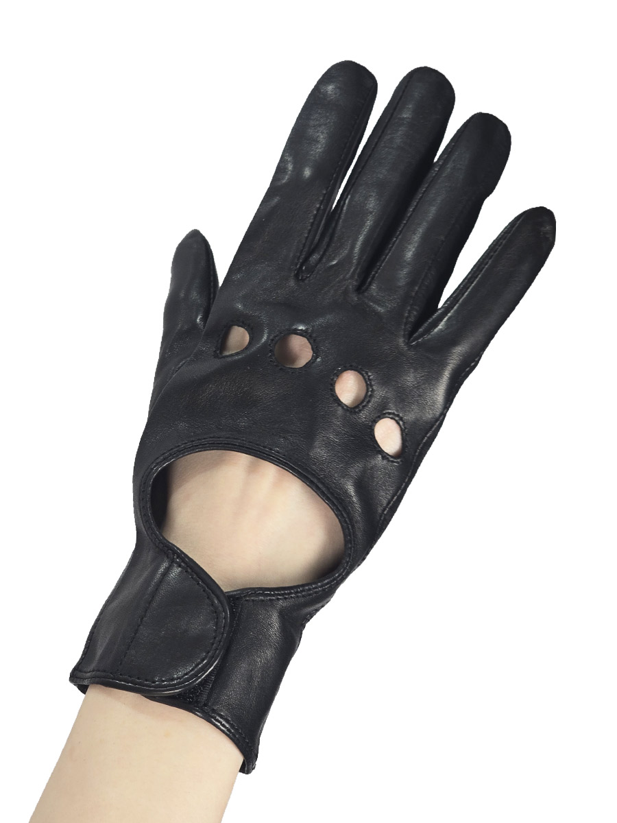 Перчатки кожаные женские черные - фото 2 - rockbunker.ru