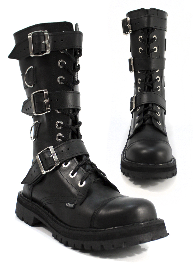 Ботинки высокие Ranger Black 12 колец 3 ремня кольца - фото 4 - rockbunker.ru