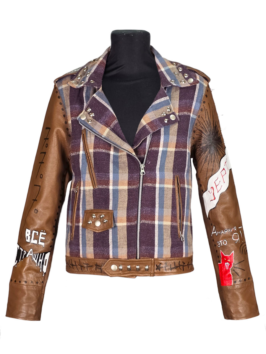 Куртка клетчатая кастомная Анархия - фото 1 - rockbunker.ru