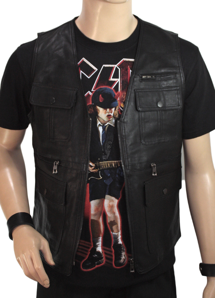 Жилет из экокожи мужской - фото 5 - rockbunker.ru