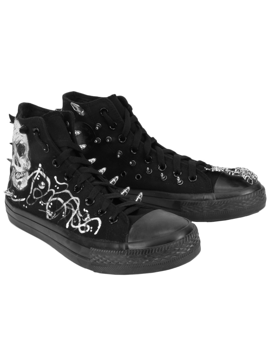 Кастомные кеды Converse Skull - фото 1 - rockbunker.ru