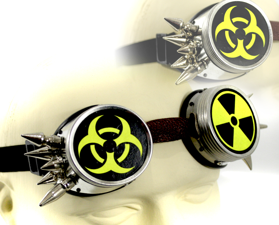 Кибер-очки гогглы Hazardous and Radioactive с 10 шипами - фото 1 - rockbunker.ru
