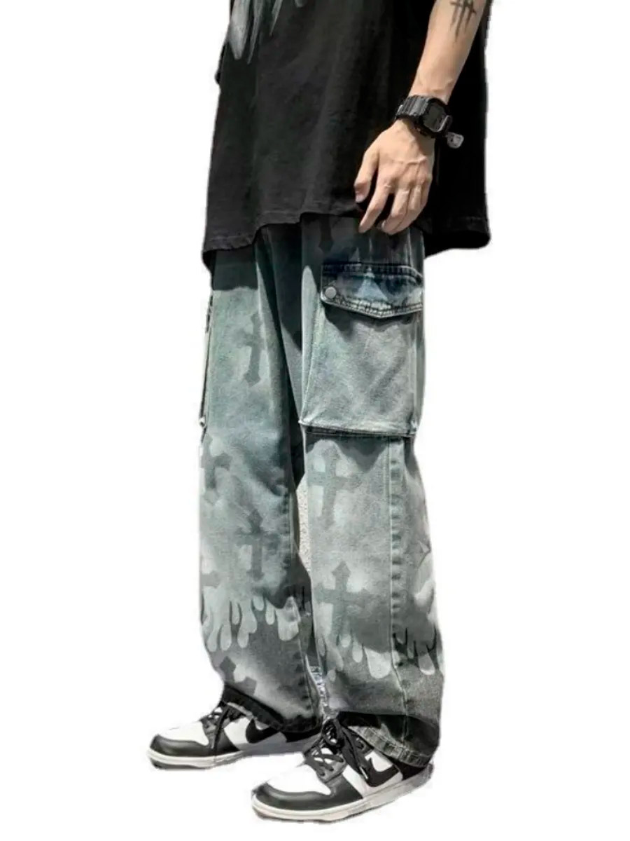 Джинсы с крестами - фото 2 - rockbunker.ru